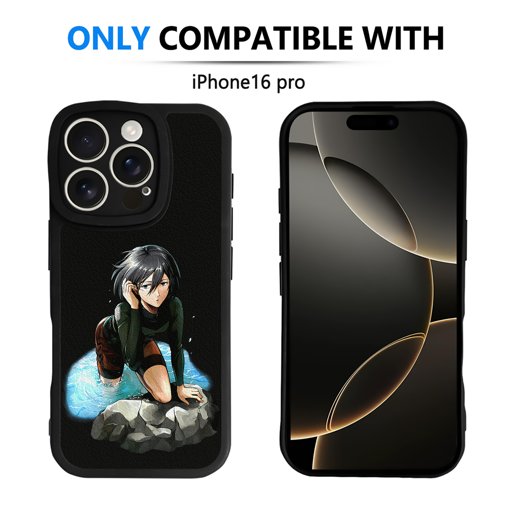 （画像用） 進撃の巨人 ミカサ·アッカーマン Attack on Titan Mikasa Ackerman 【iPhone 16シリーズ対応】シリコンスマホケース（レザー調） 材質：シリコン